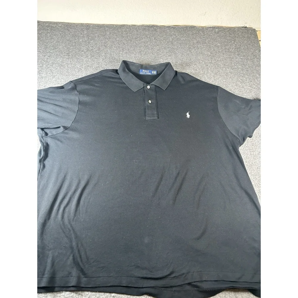 Polo Ralph Lauren Men's Golf Shirt 3XB Big Tall Black White Pony Short Sleeve